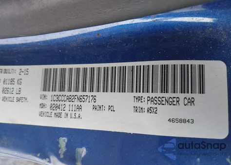 2015 Chrysler 200 Limited z USA, uszkodzony, nr VIN 1C3CCCAB2FN657176